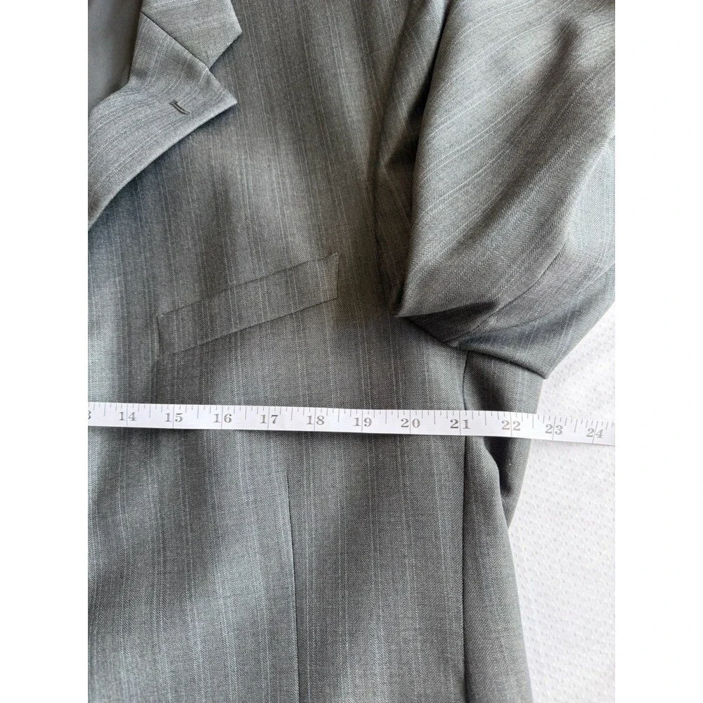 Perry Ellis Portfolio 44R Gray 100% Worsted Wool Blazer Sport Coat 3 Button